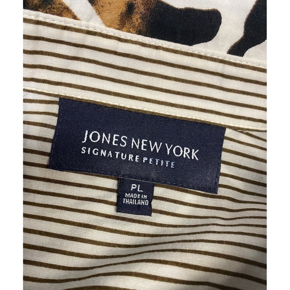 Jones New York Signature Petite Animal Print 3/4 Sleeve Blouse Women's Size PL - Picture 6 of 10